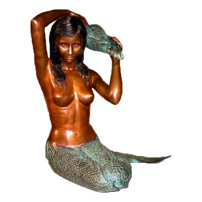 China Europe home decoration mermaid coffee table statue life size brass statue for sale