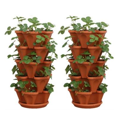 China CLASSIC Strawberry Herb Vegetable Flower Plant Pot Hydroponic Grow Tower Garden Plastic Stackable Vertical Planter for Strawberry for sale