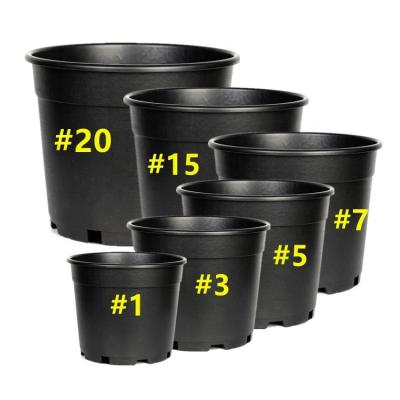 China Nursery Seed Plants Cheap Wholesale 1 Pot 2 3 5 7 10 15 20 Gallon Flower Garden Pot Planter Black Plastic Outdoor Bonsai Pot For Sale for sale