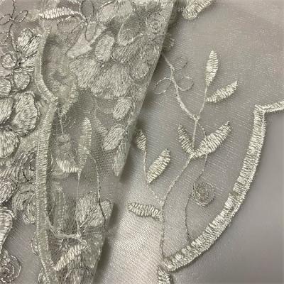 China Breathable Floral White Cheap Heavy Embroidered Lace Fabrics For Dress Dress for sale