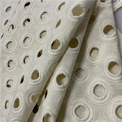 China Free Sample Viable Soft White Soft Lace 100%cotton Large Dot Eyelet Embroidery Fabric For T Shirt for sale