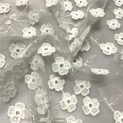 China New Breathable Design 3D Flower Embroidery Tulle Lace Fabric Design For Dress for sale