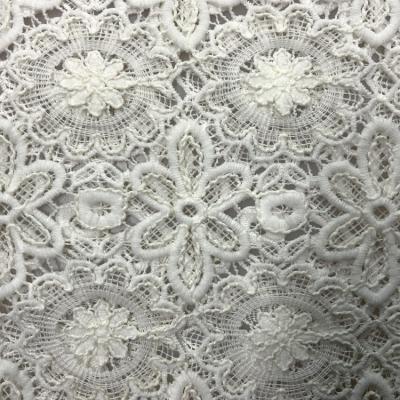 China Flower design breathable polyester net mesh rose guipure water soluble white lace chemical embroidery lace fabric SW-1074 for sale