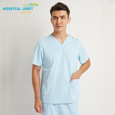 China 0 Carcinogen H&U Fashion Short Sleeve Comfortable Unisex Nursing Scrubs with Custom Logo Quick Dry Anti-Wrinkle Hospital Uniform Unisex Use for sale