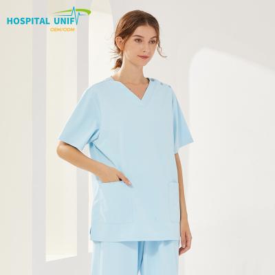 China 0 Carcinogen Wholesale H&U Dental Clinic Manufacturers Custom Unisex Hospital Uniform Custom Logo Anti-Static Nursing Scrubs Professional Use for sale