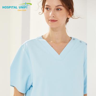 China 0 Carcinogen H&U 2024 Fashionable New Design Custom Nursing Scrubs Custom Logo Spandex Rayon Adjustable Uniform Sets For Hospital Staff for sale