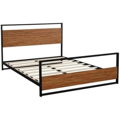 China Transitional Design Furniture New Products Wedding Hostel Hotel Adult Slats Metal Bed Wood Frame for sale