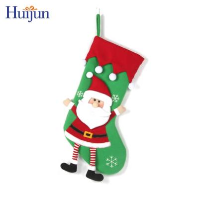 China 2020 Beautiful 3D Green Fleece Xmas Christmas Gift Decorative Santa Stocking Bag Christmas Tree Decorations for sale