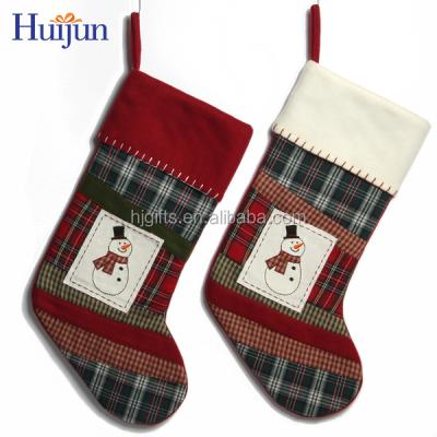 China 2019 Wholesale Decorative Tartan Snowman Christmas Socks Hanging Decoration for sale