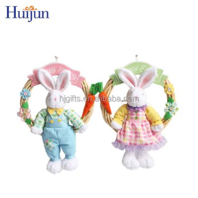 China Bunny Toy Rabbit Decor Artificial Flower Easter Decoration Wholesale Wall Hanging Plush Bunny Garland for sale