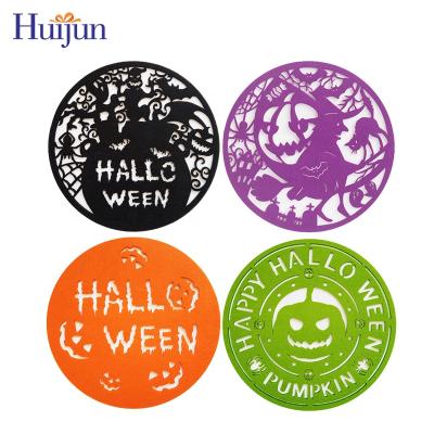 China Viable Halloween Felt Place Mat Glass Coasters Round Table Mat For Home Decoration for sale