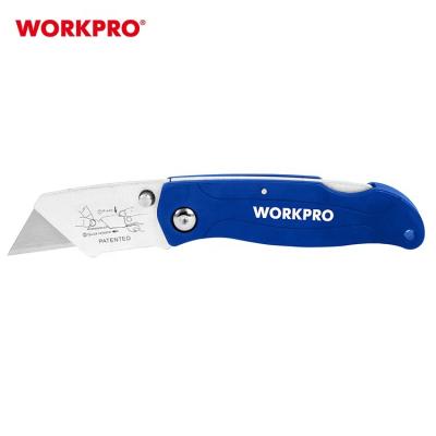 China Quick-change WORKPRO folding lock-back utility pocket knife with plastic handle Stainless steel Quick-change 0.025in NC W011001; ZHE Blue/ for sale