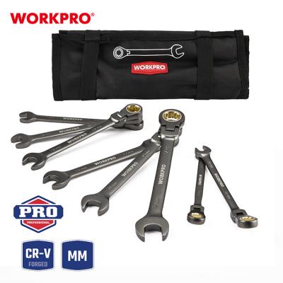 China WORKPRO 8PCs Flexible Steel Ring Ratcheting Combination Wrench Set Ratchet Wrench Set for sale