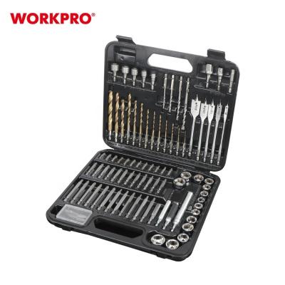 China WORKPRO 92PC Power Tools Accessories Pta Drill Bit Masonry Drill With Hex Shank Titanium Alloy Twist Drill Bit Set for sale