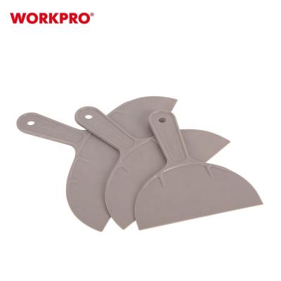 China WORKPRO Directed 3 Pieces Painted Plastic Trowels Scrapers Gray Putty Knife Sets Economical for sale