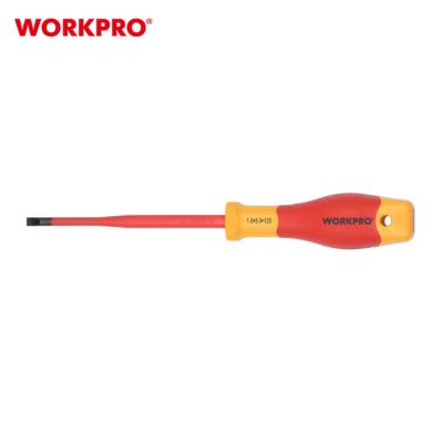 China WORKPRO VDE Insulated 1000V Insulated Slotted Screwdriver 0.5x3.0x100mm (Thin) With Soft Handle S2 Steel Electrician Dedicated Screwdriver for sale