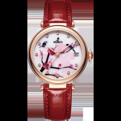 China OEM Logo Date Mechanical Watch Stainless Steel Women Ladies Automatic Leather Waterproof Luxury Custom Wristwatches for sale