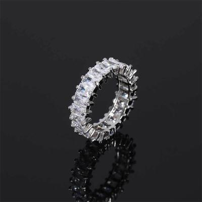 China Ring Real Gold Electroplating Personality Simple Popularity Zircon Hip-hop 6mm Hip Hop 6mm Row Couple Rings Male Female for sale