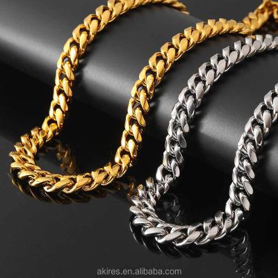 China Wholesale Vintage Stainless Steel 14K 18K Gold Plated Custom 925 Sterling Silver Cuban Link Chain Necklace Hiphop Cuban Link Chain for sale