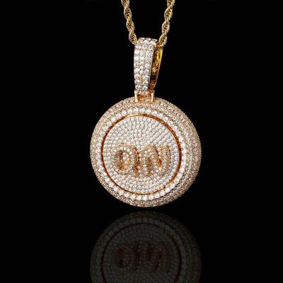 China Hiphop Custom Letter Hip Hop Creative Personality Spinning Patchwork Necklace Alphanumeric Solid Around Turntable Pendant Necklaces for sale