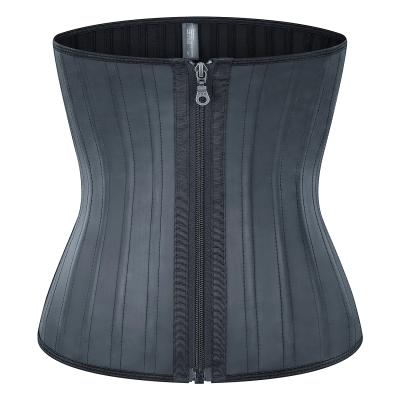 China New High Quality 25 Version Latex Waist Shaper Zipper 100% Steel Boned Latex Waist Trainer Antibacterial for sale