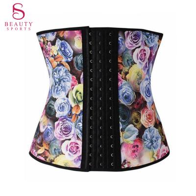 China Antibacterial Plus Size 9 Boned Unique Floral Latex Waist Trainer Corset Trimmer Belt Waist Cincher Waist Trainer XS-3XL for sale