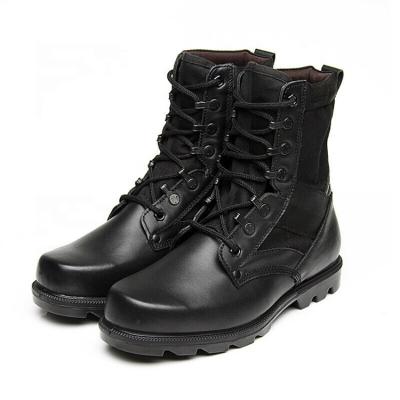 China Waterproof Four Seasons Anti-Slip Black Leather Military Combat Boots for sale