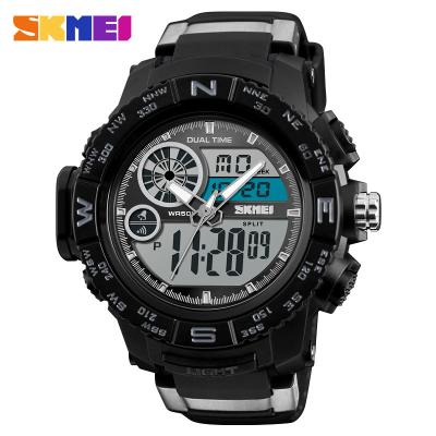 China Tangan High Quality Watch SKMEI 1332 Alarm Jam Sports Analog-Digital Wrist Watch For Men 2021 Unisex Plastic Resin ABS Round Buckle 26cm for sale