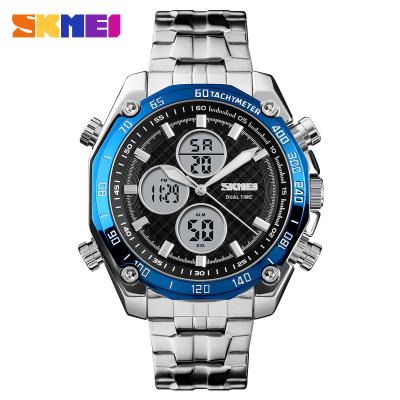 China 2021 skmei double time digital watch three-eye display alarm wach analog-digital tachymetal indicator watch for men for sale