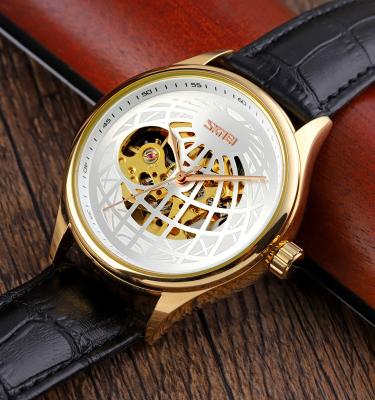 China Hot Sale Skmei Mechanical Watch Straps Wholesale Luxury Mechanical Watch Waterproof Custom Leather Gold Transparent Mechanical Watch for sale