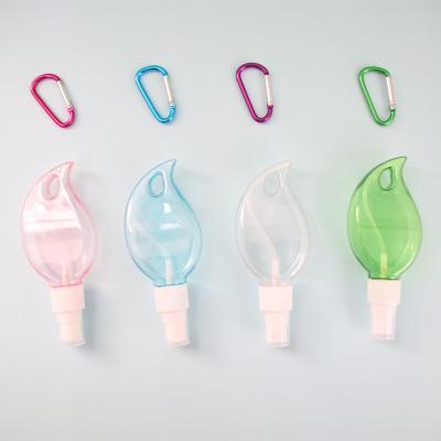 China 50ml PETG Leaf Shape Key Chain Bottle Sprayer Bottle Empty Transparent Plastic Hand Wash Liquid Bottle for sale