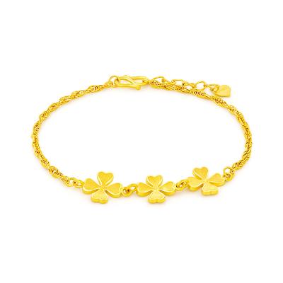 China Other Supplier Luxury Fashion Real Gold 24K Jewelry Manufacturer Real Pure Clover Bracelets for sale