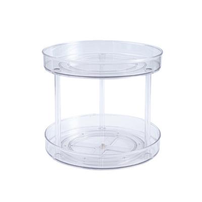 China Three-Layer Rotating Spice Rack SUSTAINABLE Plastic Transparent Storage Rack Kitchen Bottle Rack Cosmetic Seasoning Tray for sale