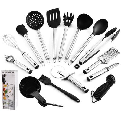 China Amazon Success Kitchen Accessories 23-Pieces Kit Spoon Egg Whisk Spatula Silicone Cookware Set for sale