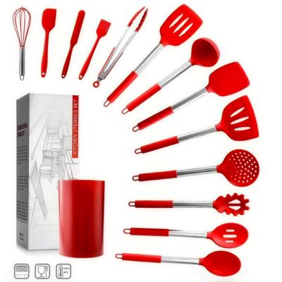 China Viable Amazon Success Kitchen Accessories BPA Free Sieve 14-Pieces Spoon Spatula Silicone Cookware Set for sale