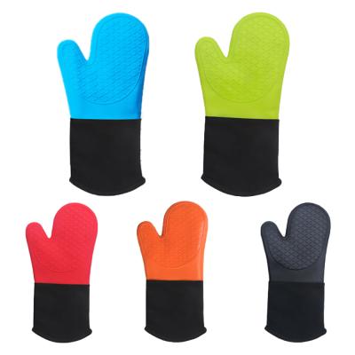 China Amazon Heat Resistant Success Instrument Heat Resistant BBQ Grilling Gloves Silicone Thick Microwave Oven Mitts for sale