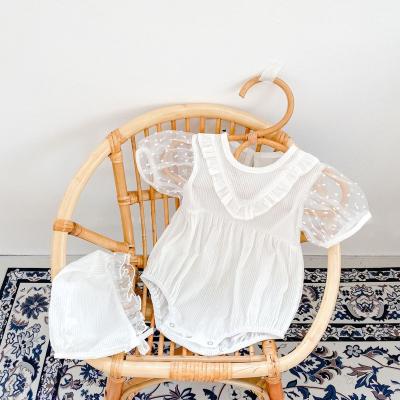 China White 100% cotton summer babies rompers lace up cotton casual vintage button kids clothes snap boutiques 210A62017 for sale