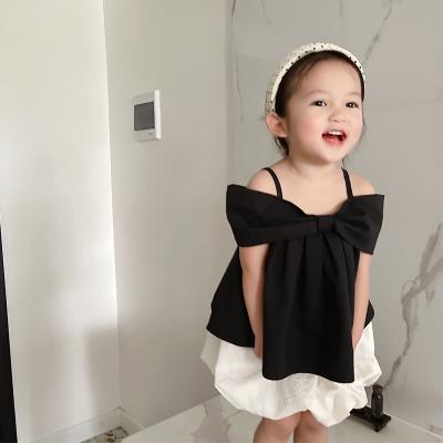 China Korea Summer Breathable Kids Clothes Toddler Babies Tops T-shirts Wholesale Tank Bow Casual Outfits 04223 for sale