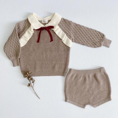 China Breathable Fall Winter Baby Knitted Sweater With PP Shorts Vintage Toddler Kids Clothes Sets 803AS0059 Wholesale for sale