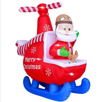 China Factory direct sale fabric and pp cotton Santa Claus 1.8m outdoor inflatable with built-in helicopter LED light for sale