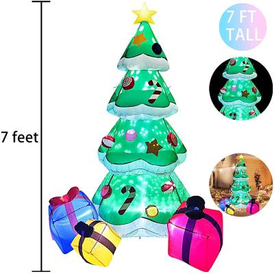 China 230CM Polyester Fiber Christmas Tree with Inflatable Decorations Indoor Home Yard Outdoor Christmas Gifts Decors with 12 Lights for Holiday for sale