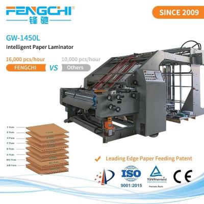 China Automatic Speed Flute Laminator GW-1450L Paper Film Hot Laminating Machine 16000 Sheets/Hour for sale