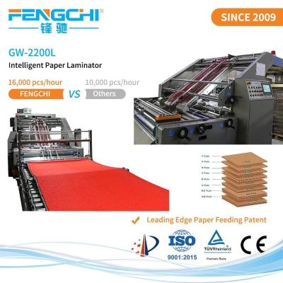 China GW-2200L Leading Edge Paper Feeding Multi Ply Hot Flute Laminating Machine for Posting Printing for sale