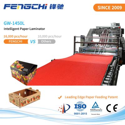 China GW-1450L Speed Flute Laminator Máquina de laminado de papel caliente con alimentación de vacío única en venta