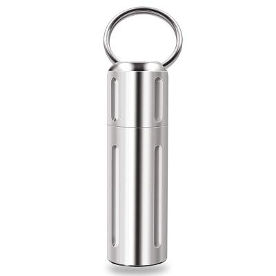 China Titanium Pill Case Key Chain , Titanium Waterproof Single Pill Box Container for sale