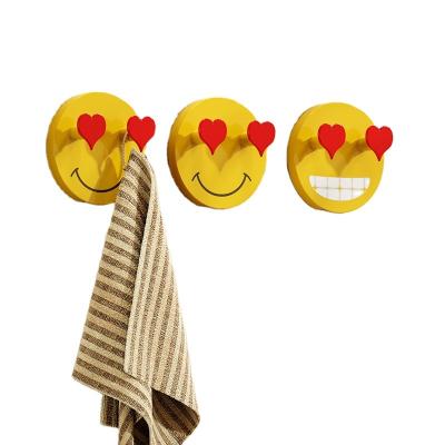 China Viable New Arrival Creative Decorative Smiley Face Hooks Punch Free Strong Self Adhesive Hook for sale