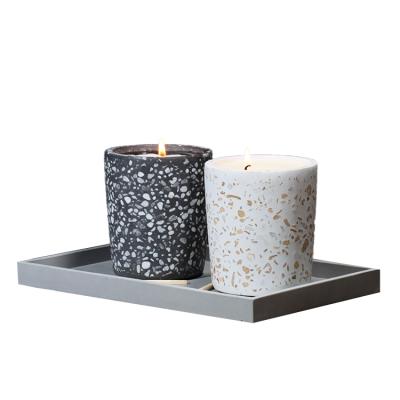 China Terrazzo Scented Candle With Full Fragrance Cover Soy Candle Jar for sale