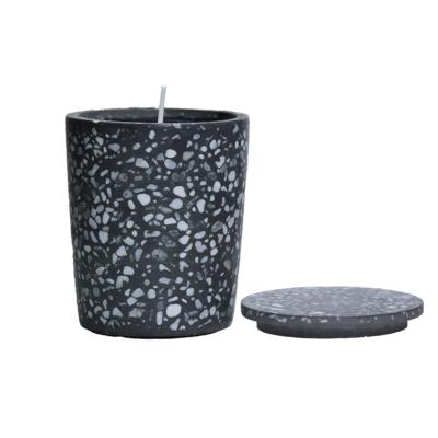 China Wholesale Custom Home Decoration Concrete Candle Jar, With Cover Cement Empty Candle Cup Jar for sale