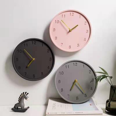 China 12 Inch Clock Style Antique Gray Round Cement Digital Wall Clock Home Interior Decoration Concrete Pendulum Clock for sale