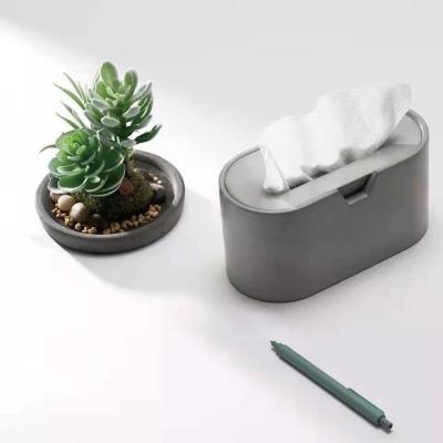 China Wholesale Nordic Gray Black Gray Concrete Box Concrete Cement Tissue Box Restaurant Tissue Box Holder for Bathroom hous for sale